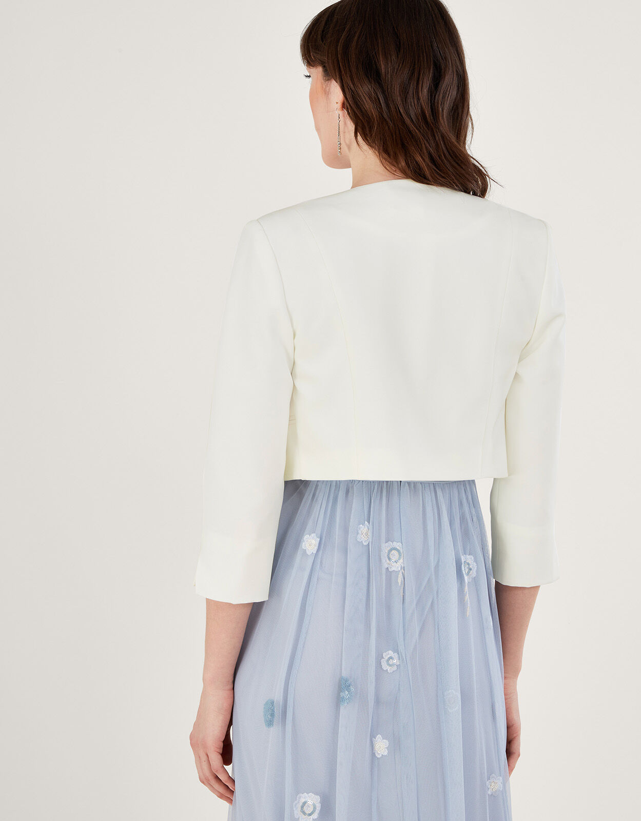 Hortensia Scallop Crop Jacket with Recycled Polyester Ivory
