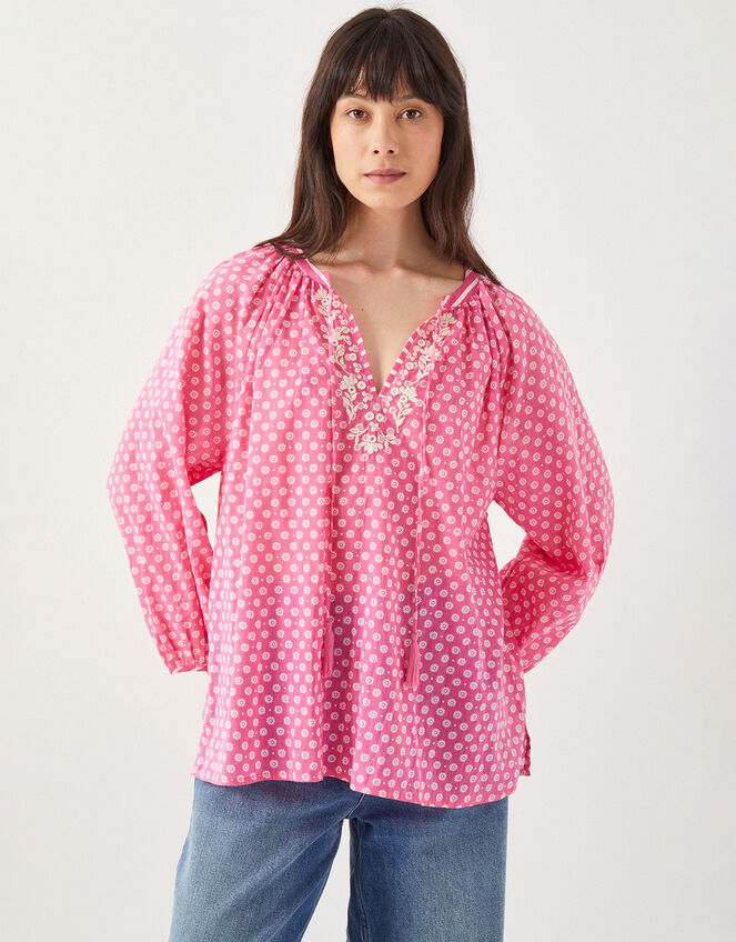 East Millie Floral Blouse, Orange (PEACH), large