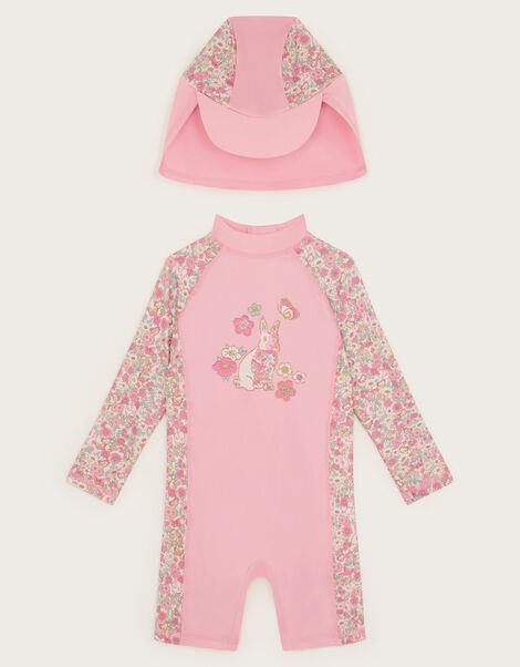 Baby Bunny UPF 50+ Long Sleeve Swimsuit and Sun Hat Set, Pink (PINK), large