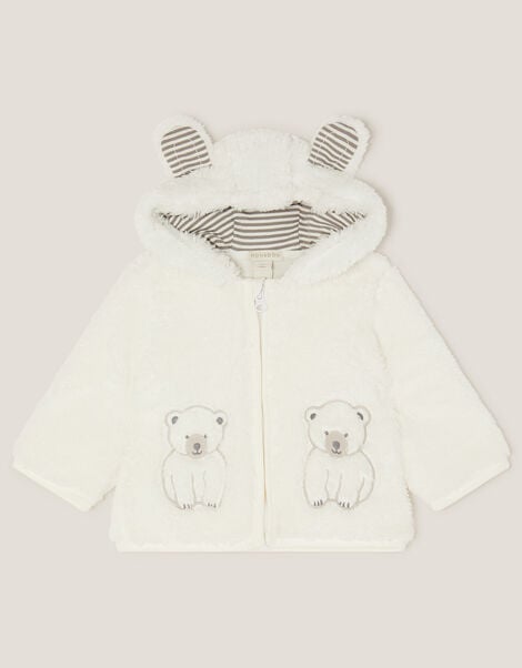 Baby Polar Bear Fleece Hoodie, White (WHITE), large