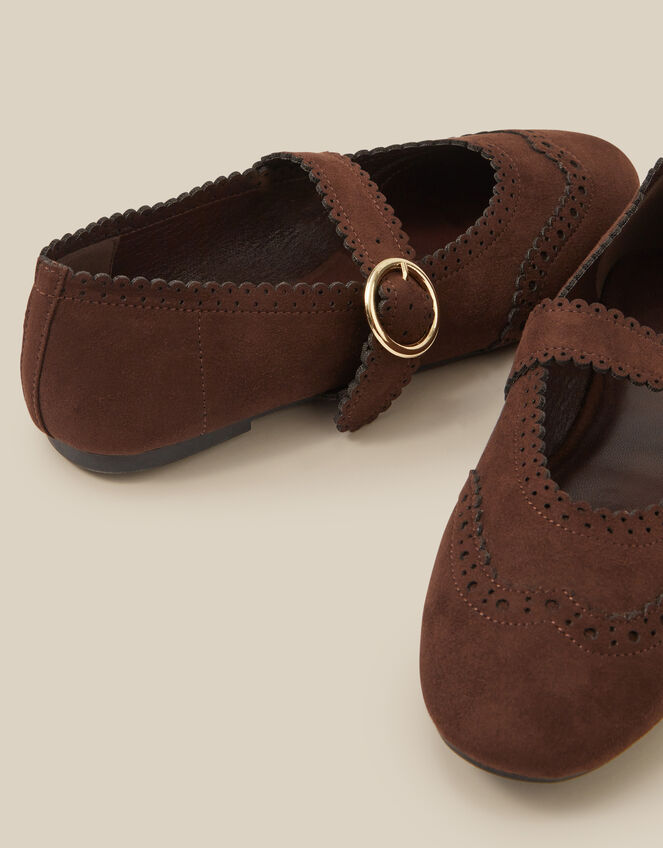 Hana Faux Suede Mary Jane Ballet Flats, Brown (CHOCOLATE), large