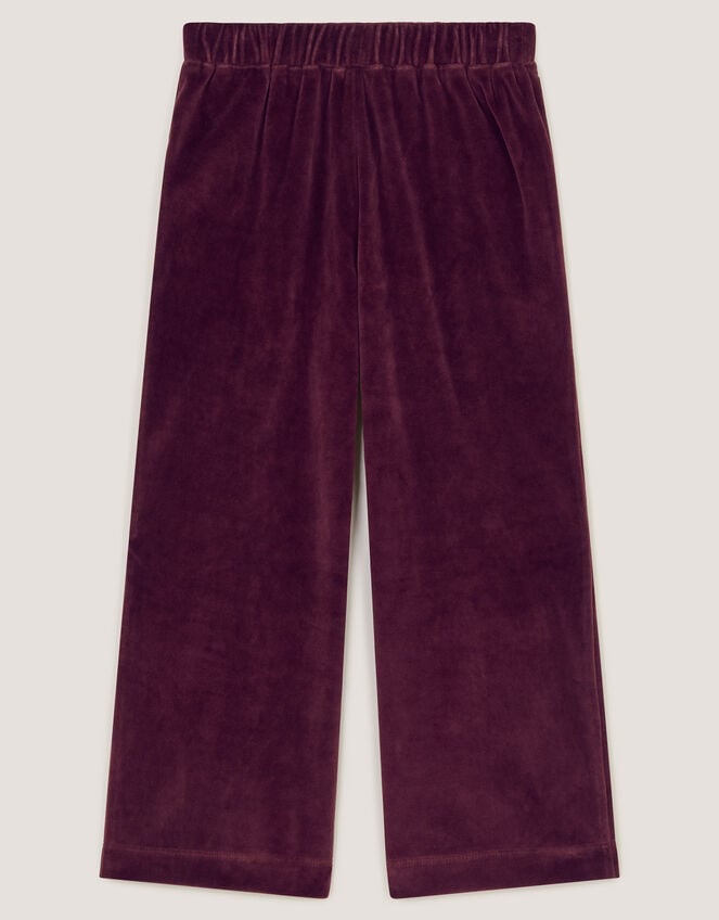 Bow Embellished Velour Trousers, Brown (BROWN), large