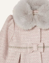 Baby Bow Tweed Coat, Grey (GREY), large