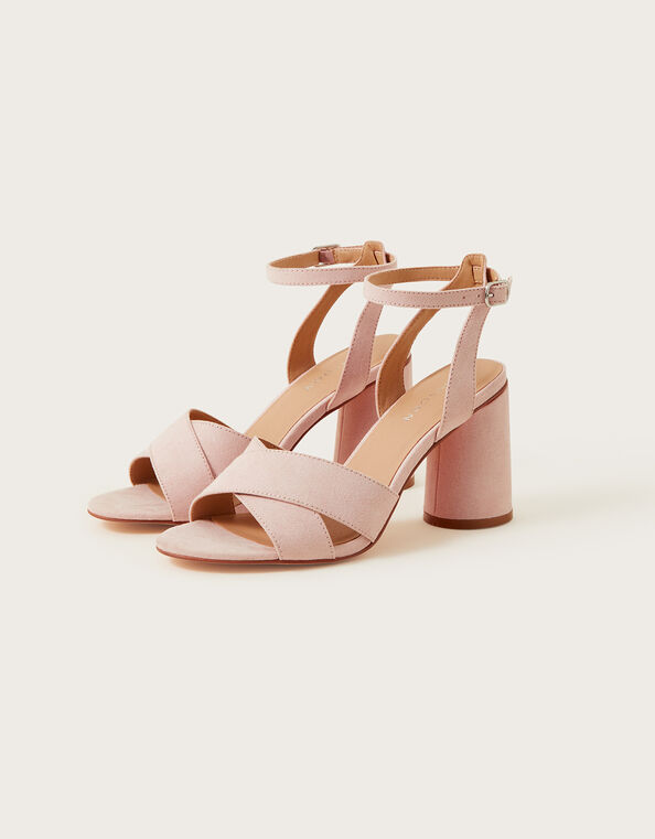 Suedette Block Heels, Nude (NUDE), large