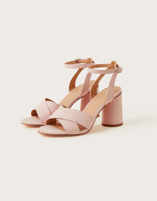 Suedette Block Heels, Nude (NUDE), large