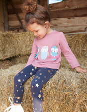 Baby Owl Sweatshirt and Leggings, Purple (PURPLE), large