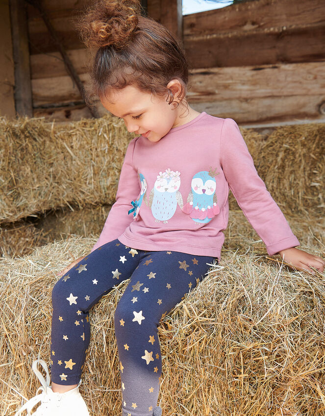 Baby Owl Sweatshirt and Leggings, Purple (PURPLE), large