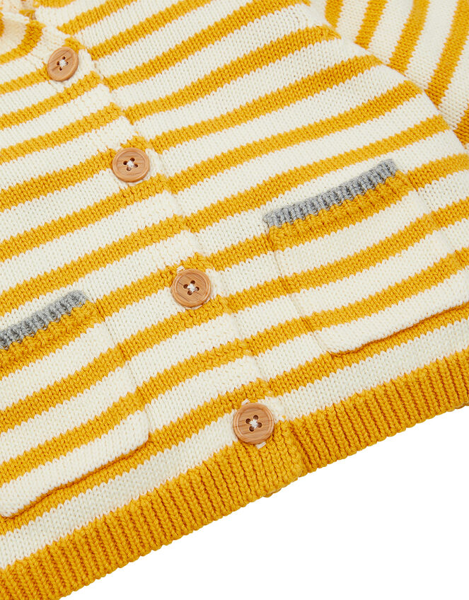 Newborn Bear Stripe Knit Cardigan, Yellow (MUSTARD), large