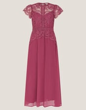 Monica Lace Midi Bridesmaid Dress, Pink (DARK PINK), large
