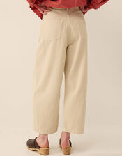 East Elodie Cotton Twill Barrel Leg Trousers, White (WARM IVORY), large