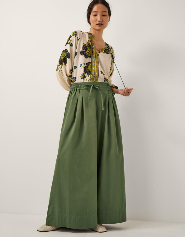 Rachel Wide Leg Pants, Green (KHAKI), large