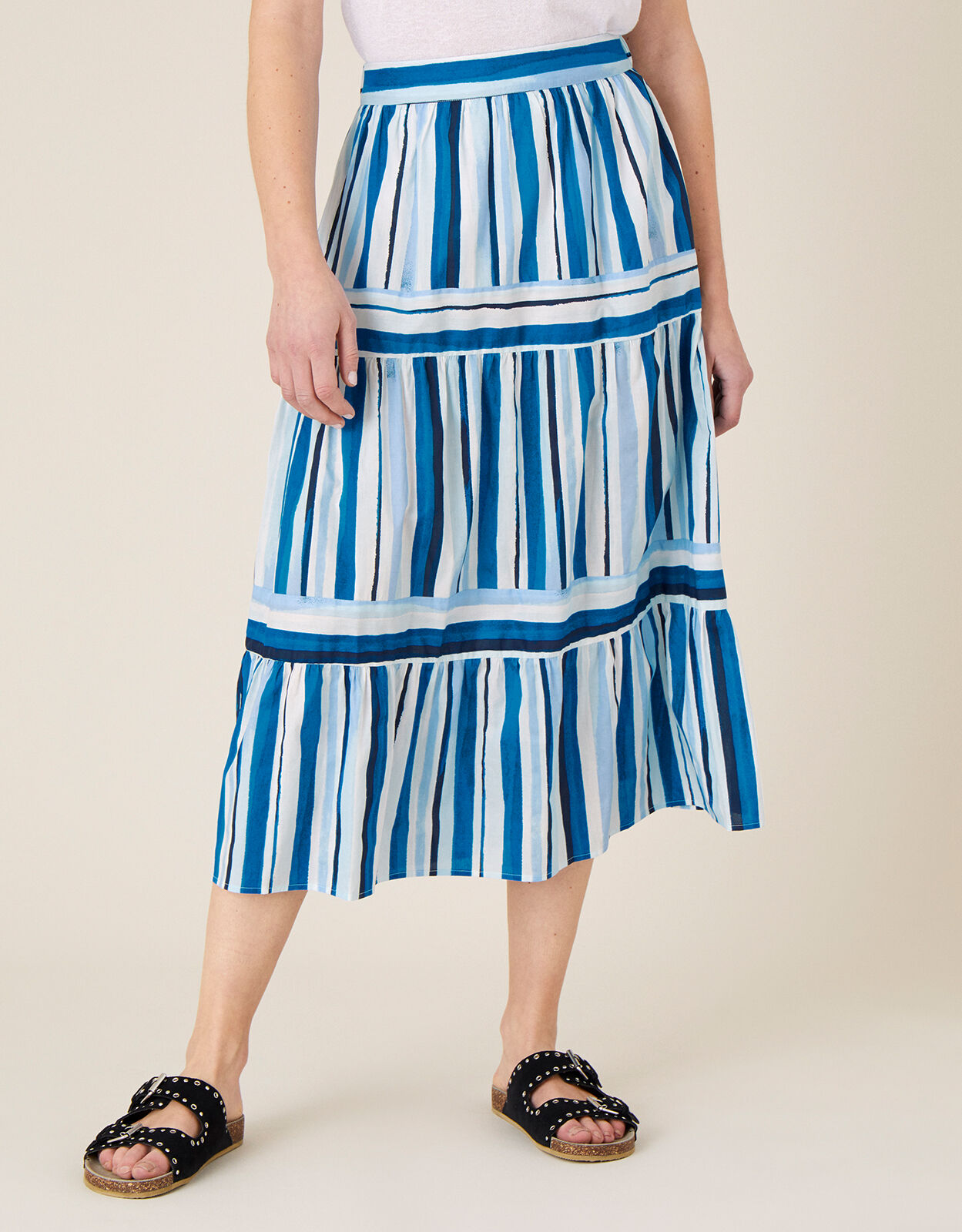 Striped tiered skirt sale