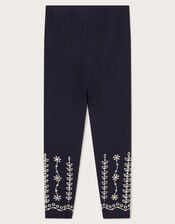 Sequin Broderie Leggings, Blue (NAVY), large