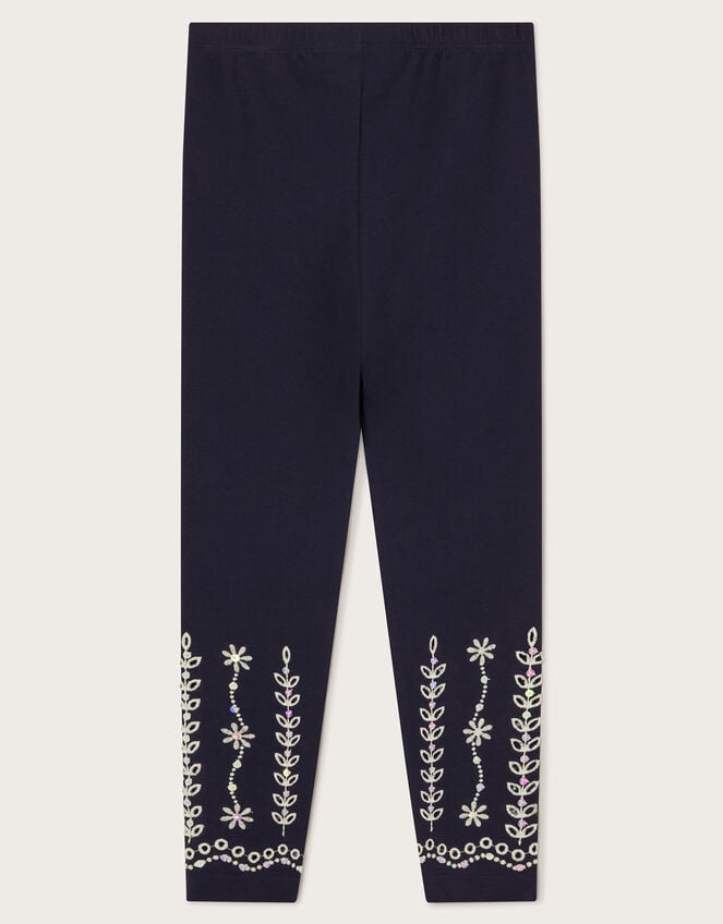 Sequin Broderie Leggings, Blue (NAVY), large