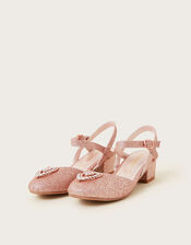 Diamante Heart Glitter Heels, Pink (PINK), large