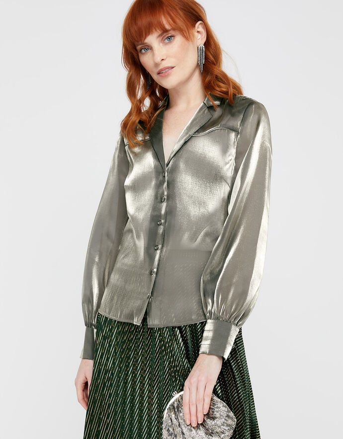 Blair Shimmer Sheer Blouse Gold Blouses & Shirts Monsoon Global.