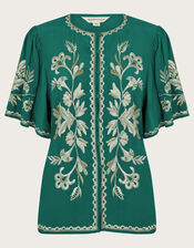 Adina Embroidered Blouse, Green (GREEN), large