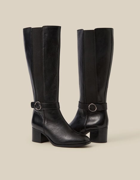 Tori Leather Knee High Boots, Black (BLACK), large