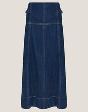 Brooke Seamed Denim Midi Skirt, Blue (INDIGO), large