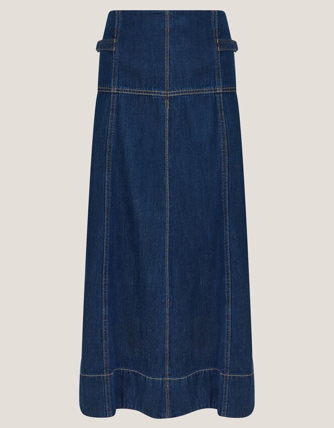 Brooke Seamed Denim Midi Skirt, Blue (INDIGO), large
