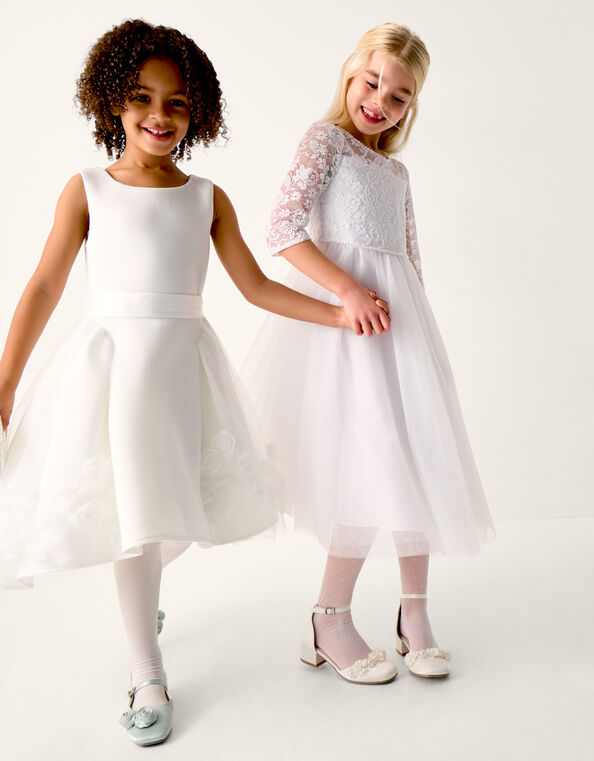 Eloise Appliqu&eacute; Rose Dress, Ivory (IVORY), large