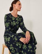 Joules Long Sleeve Jersey Midi Dress, Blue (NAVY), large