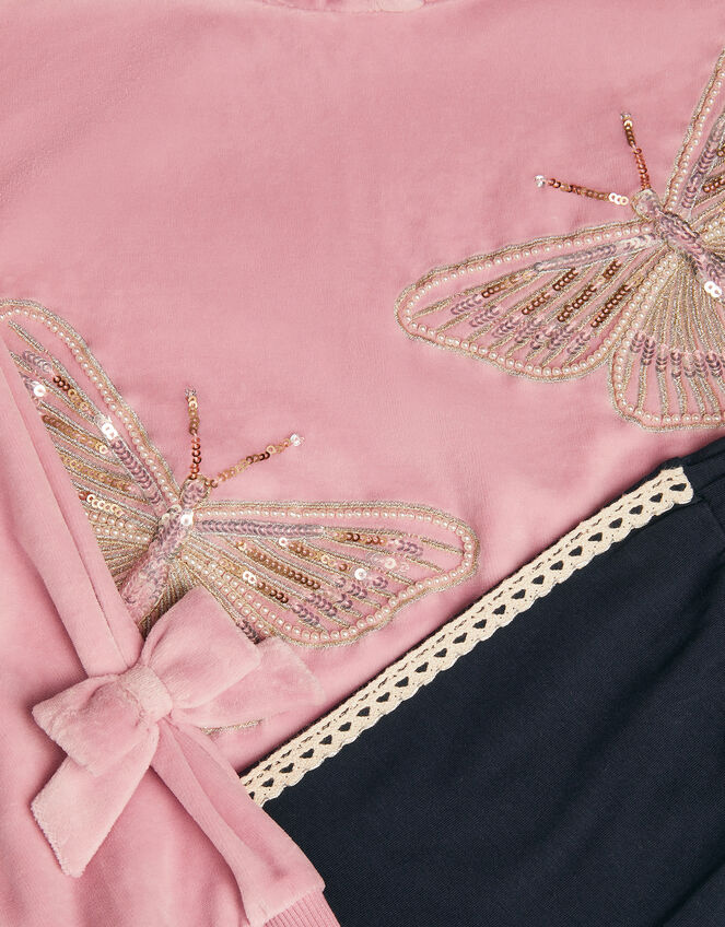 Sequin Butterfly Hoodie & Leggings Set, Pink (PINK), large