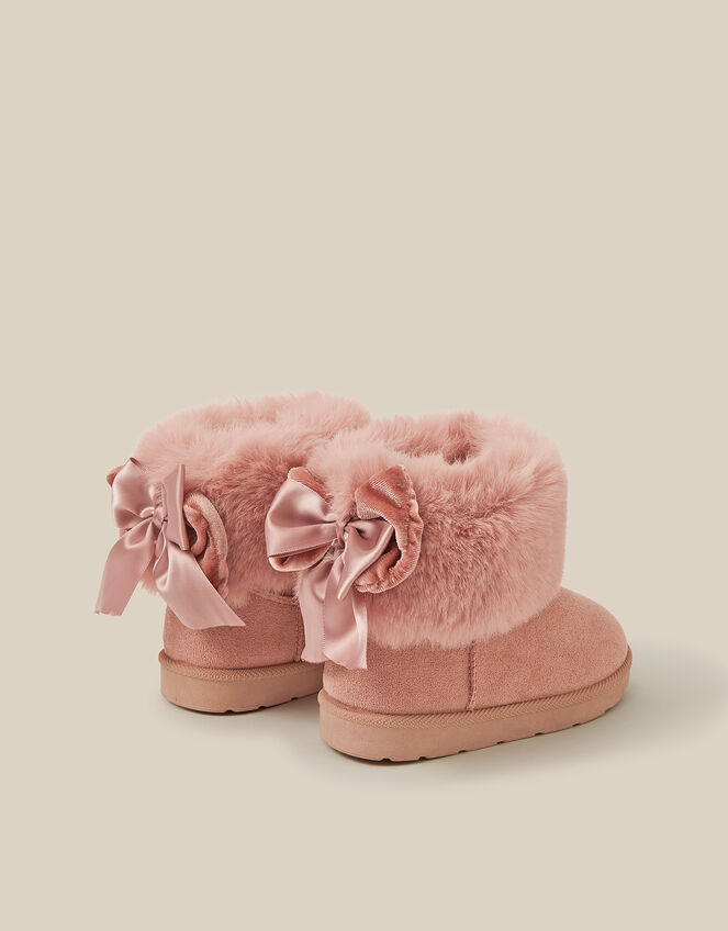 Toddler Bow Faux Suede Boots, Pink (PINK), large