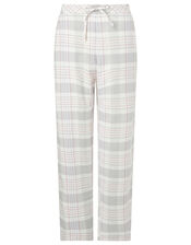 Check Print Pyjama Bottoms in Pure Cotton, Grey (GREY), large