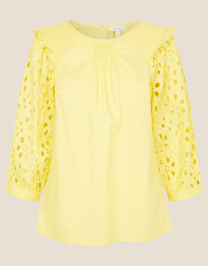 Schiffli Top, Yellow (YELLOW), large