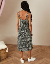Ditsy Jersey Midi Dress, Black (BLACK), large