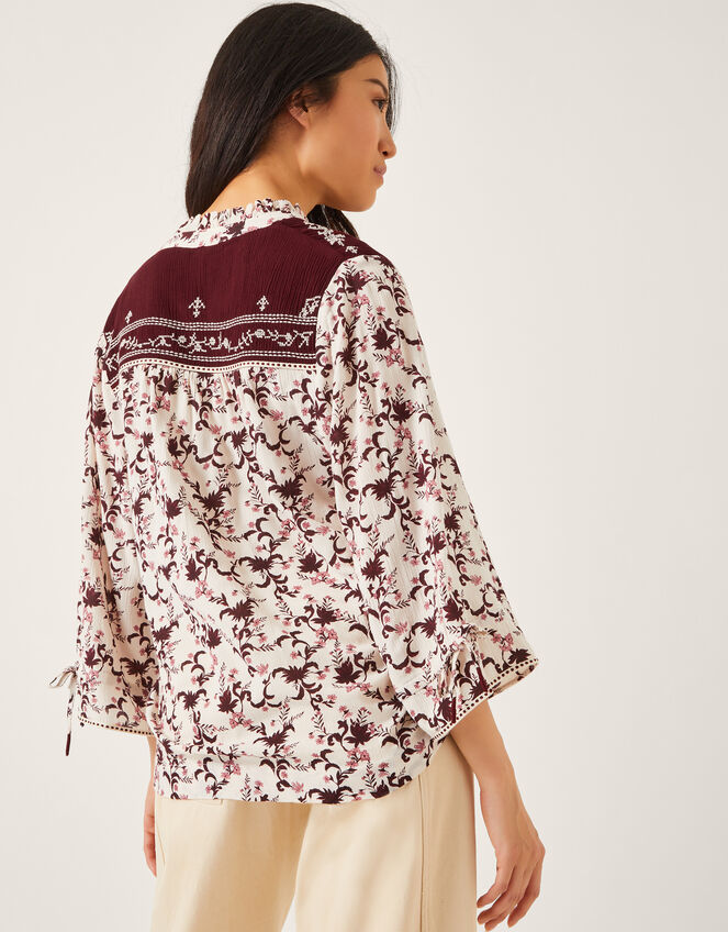 Jacqueline Floral Print Top, Ivory (IVORY), large