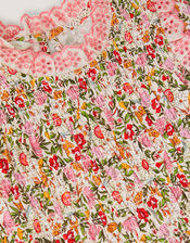 Floral Broderie Smocked Jersey Dress, Multi (MULTI), large