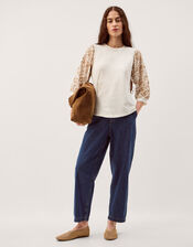 Freya Embroidered Sleeve Top, Ivory (IVORY), large