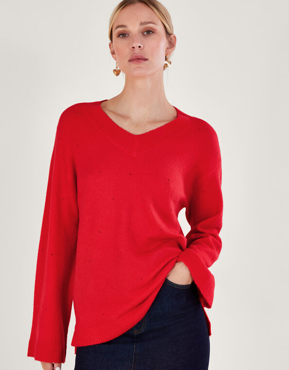 Han Heatseal Embellished Sweater , Red (RED), large