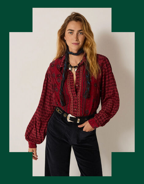 Maison Hotel Emilie Floral Shirt, Red (RED), large