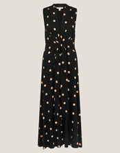 Sareesha Polka Dot Midi Dress, Black (BLACK), large