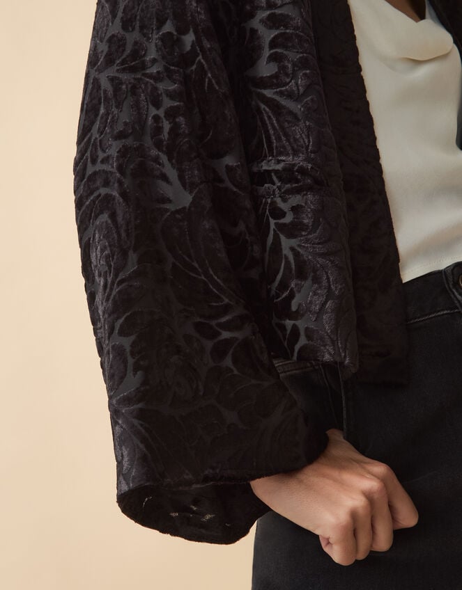 Clemence Gigi Velvet Burnout Kimono Jacket, Black (BLACK), large