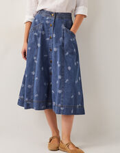 Harper Denim Daisy Midi Skirt, Blue (DENIM BLUE), large