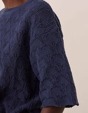 East Flora Pointelle Knit Tee, Blue (NAVY), large
