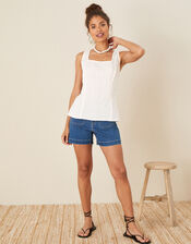 Square Neck Cami Top, White (WHITE), large