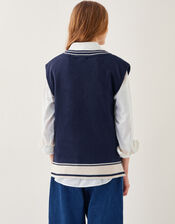 Fay Floral V-Neck Knitted Vest, Blue (NAVY), large