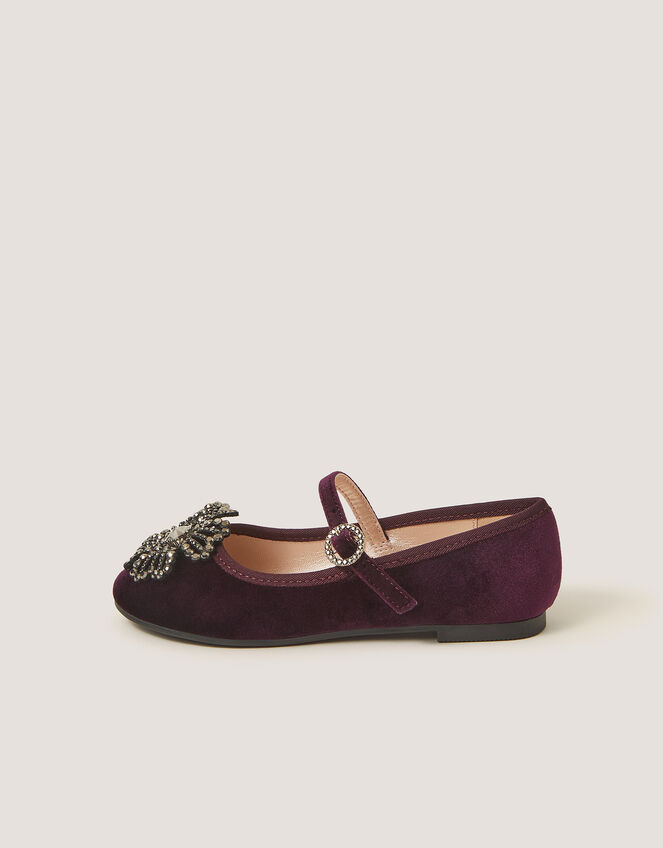 Gemstone Flower Mary Jane Ballet Flats, Purple (PURPLE), large