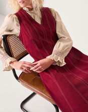 Hope Sleeveless A-Line Denim Midi Dress, Red (CHERRY), large