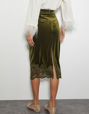 Andi Velvet Lace Pencil Skirt, Green (OLIVE), large