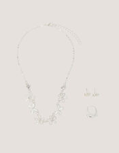 Floral Butterfly Jewellery Set, Silver (SILVER), large
