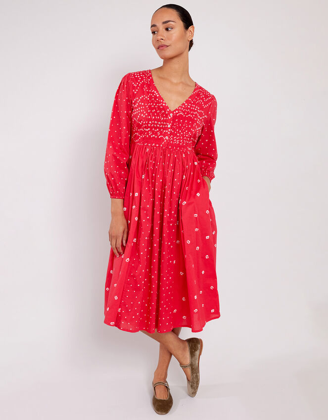 East Nova Bandhani Print Dress, Red (RED), large