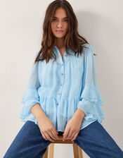 Anais Frill Swing Blouse, Blue (BLUE), large