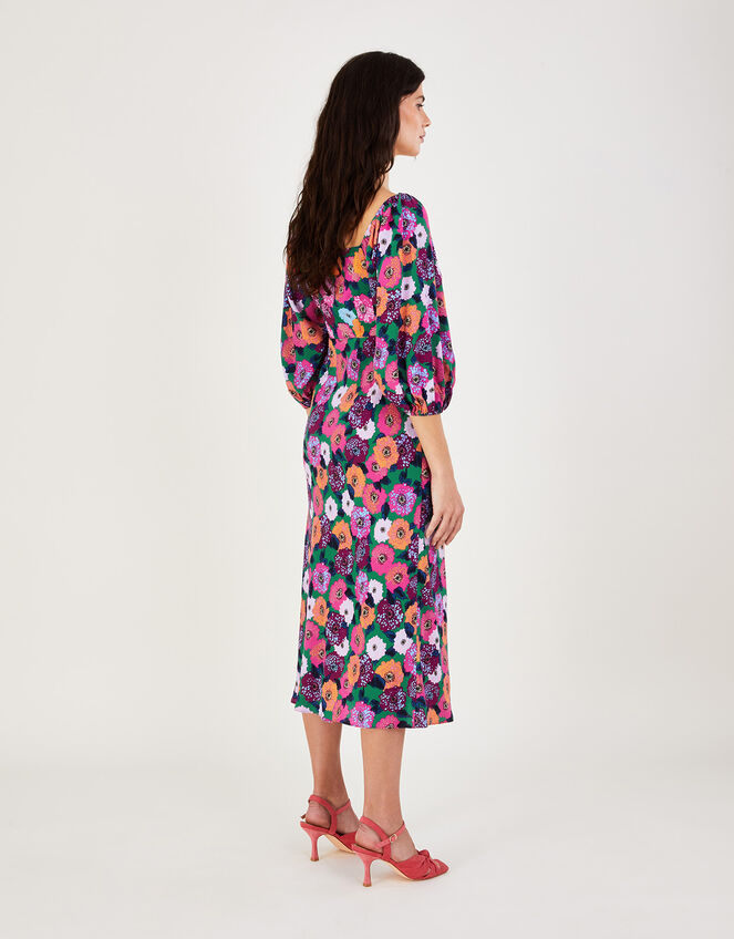 Polished Fitted Midi Short Sleeve Dress - Green main image 1