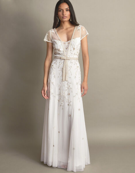 Michelle Embroidered Maxi Dress, Ivory (IVORY), large